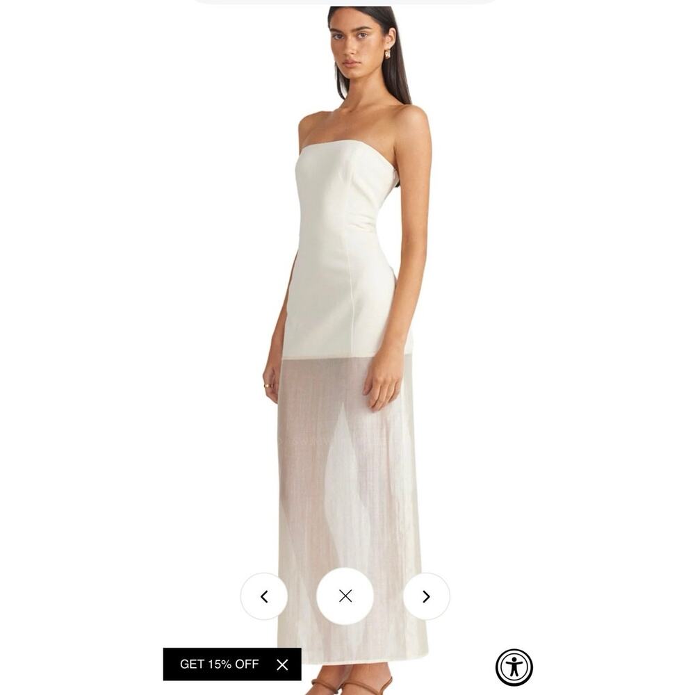 SNYDS Chloe Cream Sheer Strapeless Dress Size Small‎